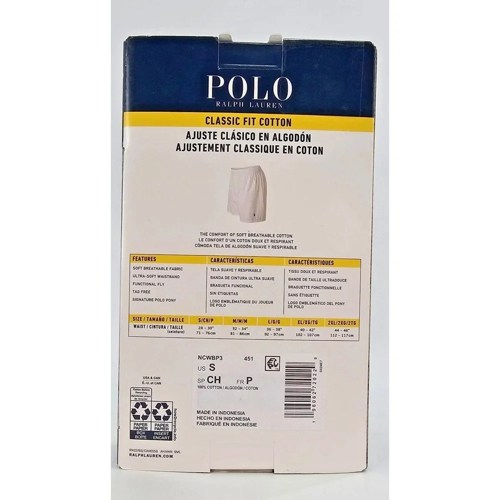 Polo Ralph Lauren Mens SMALL S Classic Fit Cotton Woven‎ Boxers Multicolor NEW